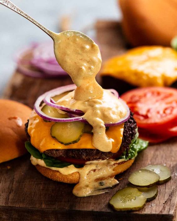 Gusto’s Burger Sauce using Gusto’s Mustard Kasundi Sauce and Chili Vinegar