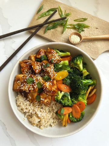 Teriyaki Tofu and Scallion Fried Rice (using Gusto’s Ready-to-Use Teriyaki Sauce)