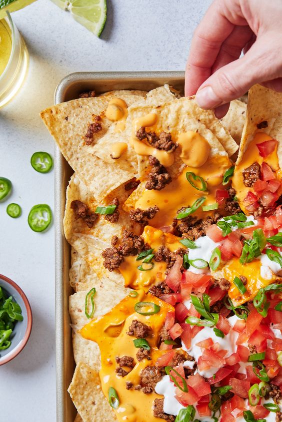 Loaded BBQ Nachos using Gusto Smokey Barbeque sauce