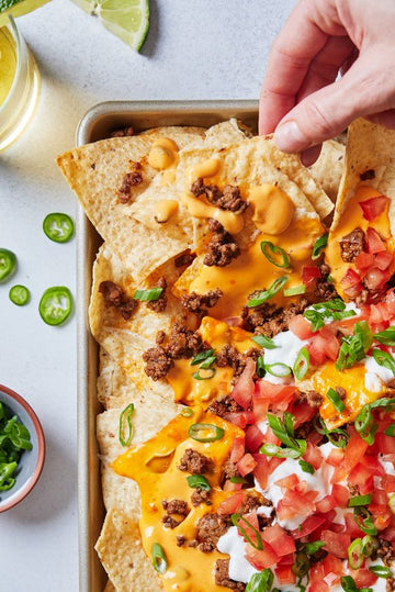 Loaded BBQ Nachos using Gusto Smokey Barbeque sauce