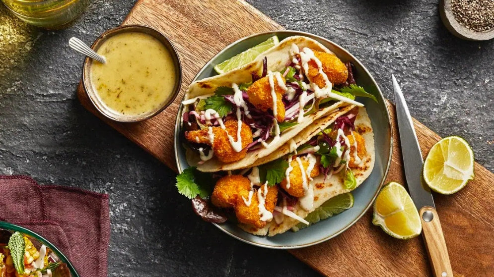 Fried Cauliflower Tacos using Gusto's Pataka Hot Sauce