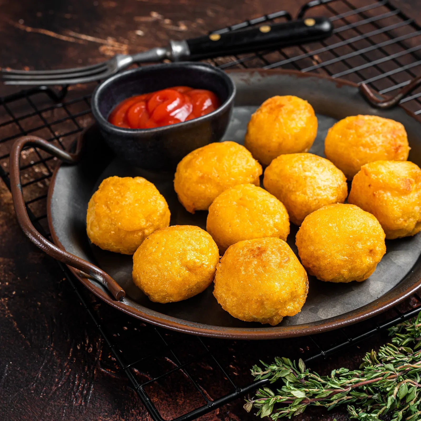 Korean Fried Potato Balls using Gusto's Thai Sweet Chilli Sauce
