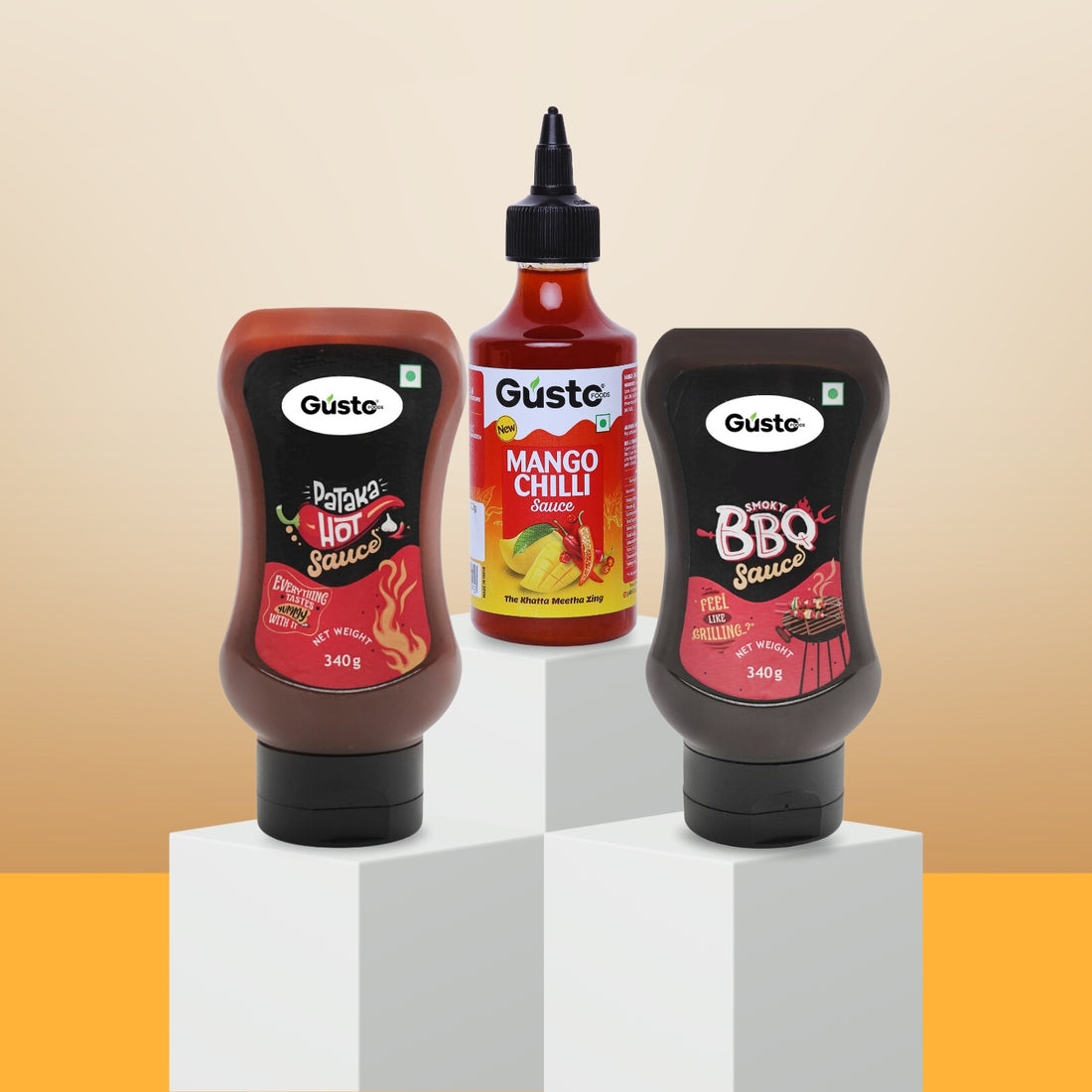 Pataka Hot Sauce + Mango Chilli Sauce+ Barbeque Sauce (Pack of 3)