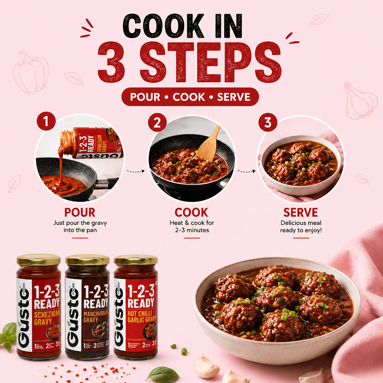 Gravy Combo (Schezwan + Manchurian + Hot Chilli Garlic)