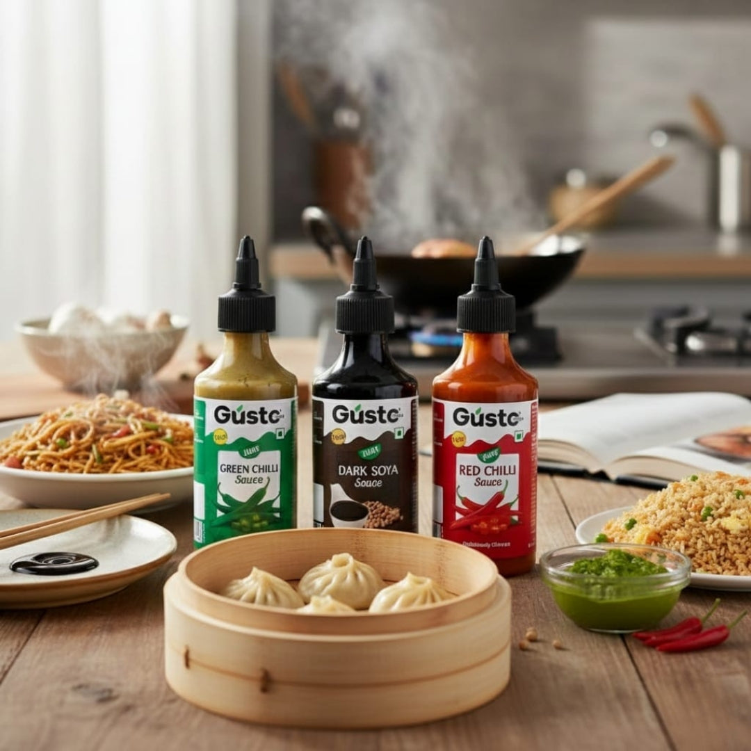 Red Chilli Sauce 200gm + Green Chilli Sauce 190gm + Dark Soya Sauce 210gm