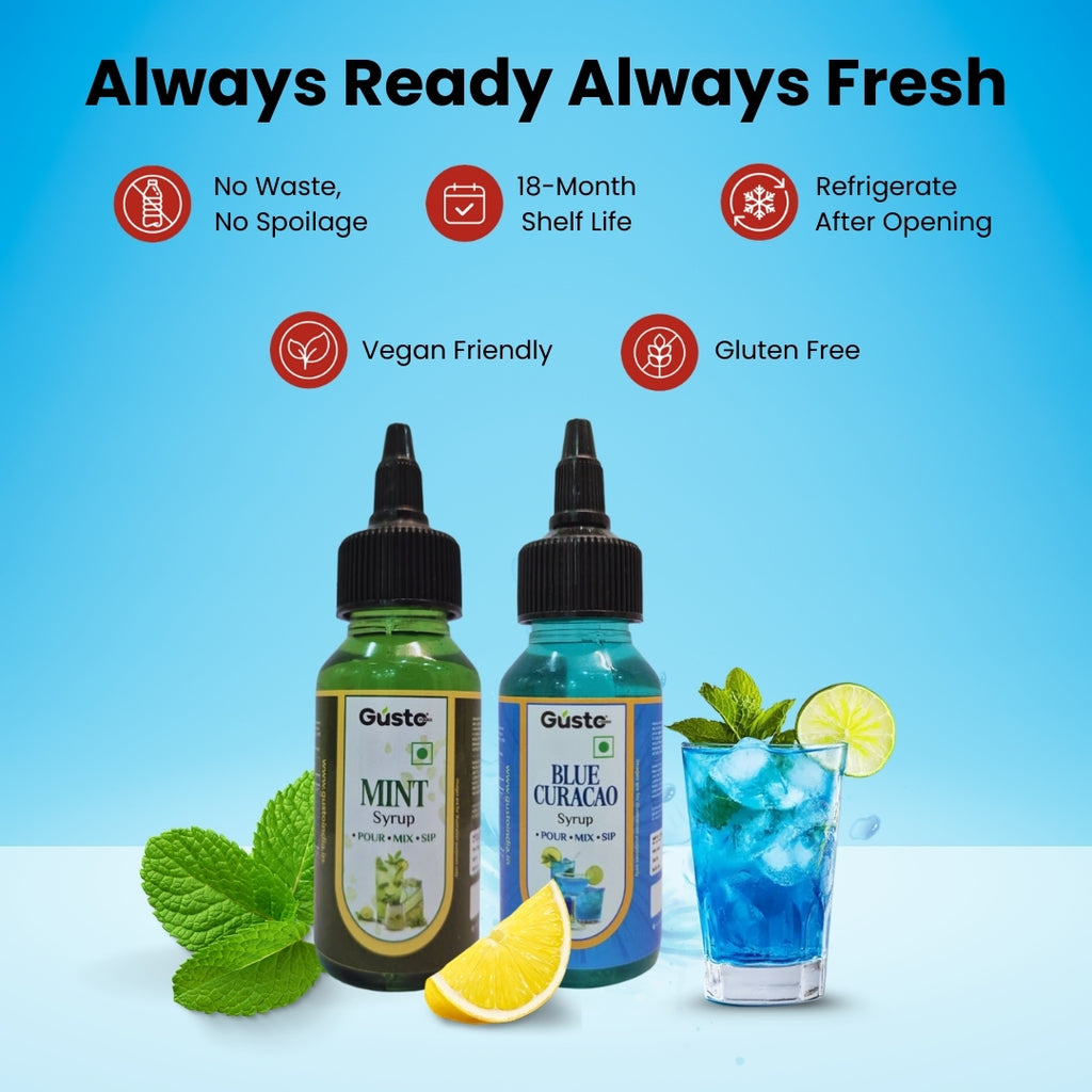 Gusto Mint & Blue Curaçao Syrup Combo
