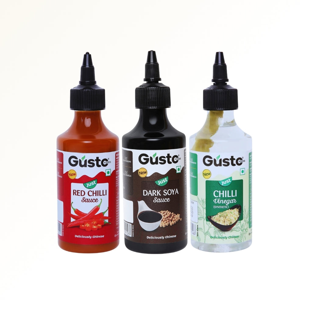 Red Chilli Sauce + Chilli Vinegar + Dark Soya Sauce