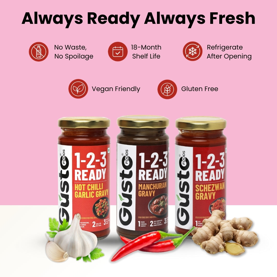 Gravy Combo (Schezwan + Manchurian + Hot Chilli Garlic)